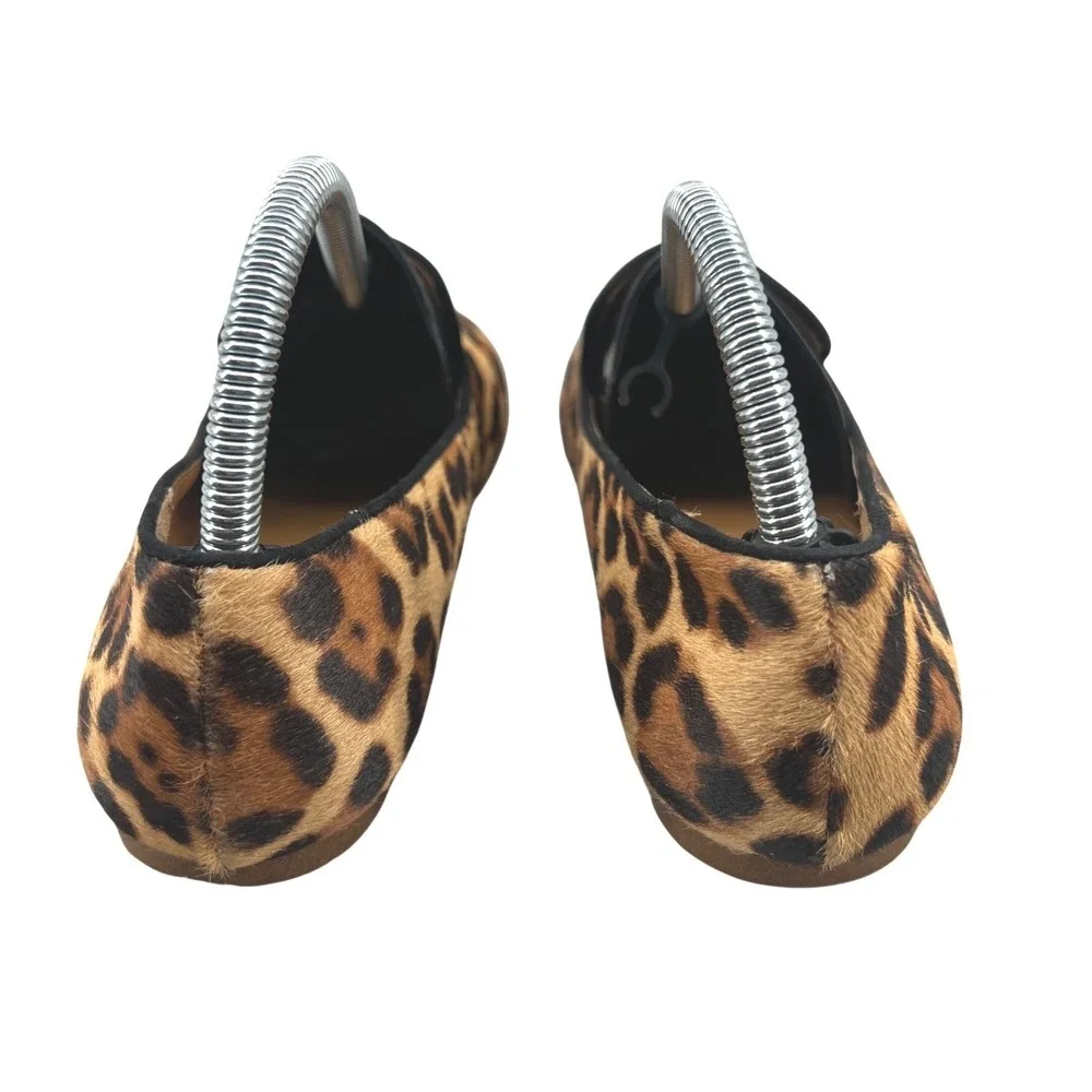 J.Crew Leopard Calf Hair Loafers Size 9 Slip On Flats Parisian Chic Old Money